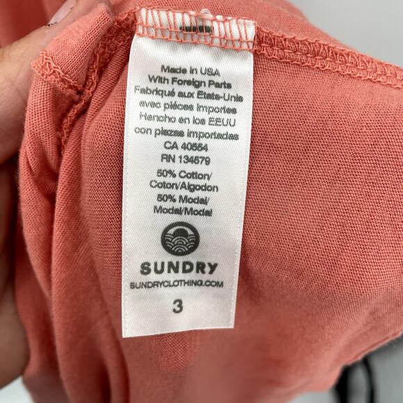 SUNDRY x EVEREVE NWT The Malibu Peach Pink Tiered Midi Dress // L - Picture 9 of 11